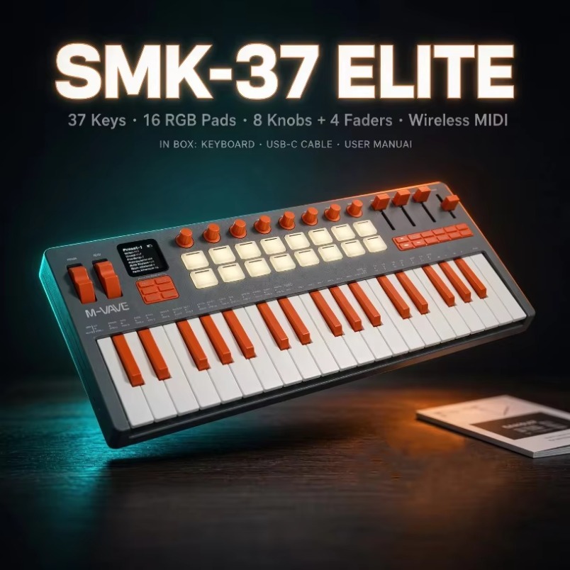 Midi Controller Pad - Teclado MIDI M-VAVE SMK-37 Elite, 37
